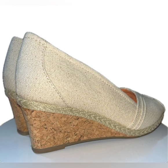 Kohl's Sonoma Life Style Gold Peep Toe Cork Wedge Espidrilles 6.5 MED - Picture 8 of 15